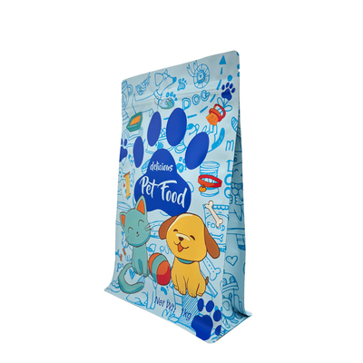 Αγορά 1.0kg Custom Blue Matte Pet Dog Product Τάκοι συσκευασίας τροφίμων Stand Up Flat Bottom Side Gusset Τσέπες με σφραγίδα online manufacture