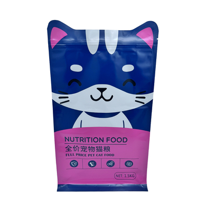 Αγορά 1.5kg Custom Cat Shape Design Stand Up Flat Box Bottom Pet Cat Food Packaging Bags Πορτοφόλι με επανακλείσιμο φερμουάρ online manufacture