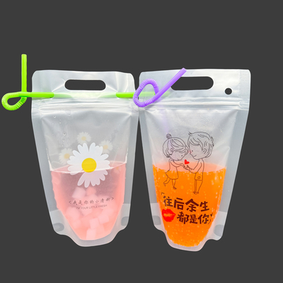 Αγορά 17 Oz επανακλειδωτό Zipper Smoothie Juice Stand Up Drink Bags με κρεμασμένες τρύπες online manufacture