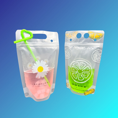 Αγορά 500 ml Nice Daisy Orange Design Frosted Clear Stand Up πλαστικές σακούλες ποτών με 2.4 ίντσες κάτω γκαζέ και σφραγίδα online manufacture