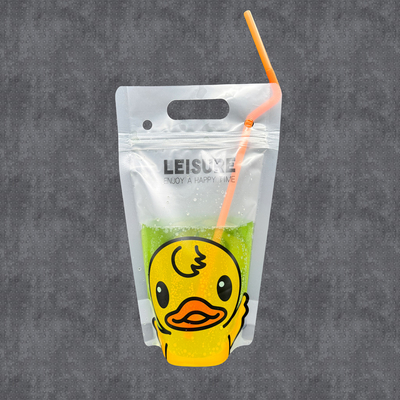Αγορά Μικρή Κίτρινη Πάπια Σχεδιασμός Freezable Juice Stand Up Drink Bags με μεμονωμένα τυλιγμένα καλαμάκια για ενήλικες και παιδιά online manufacture