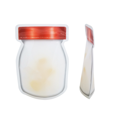 Αγορά Τσάντες Ziplock Custom Επανακλείσιμες Mason Jars Σχήμα Stand Up Επαναχρησιμοποιήσιμες Τσάντες συσκευασίας με παράθυρο για αποθήκευση τροφίμων, σνακ online manufacture