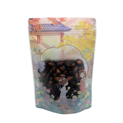 Αγορά Κλασικό στυλ Ματ πλαστικό Custom Printed Stand Up Pouches με διαφανές παράθυρο και φερμουάρ για γλυκά online manufacture