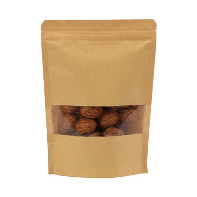 Αγορά 16 ουγκιές βιοδιασπώμενο PLA φυσικό Kraft Stand Up Pouches επανακλειδωτές σακούλες φερμουάρ για ξηρά καρύδια φασόλια online manufacture
