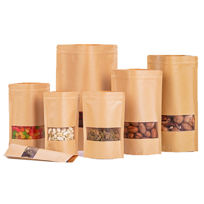 Αγορά Καφέ Kraft Stand Up Pouch με φερμουάρ και Matte Clear παράθυρο online manufacture
