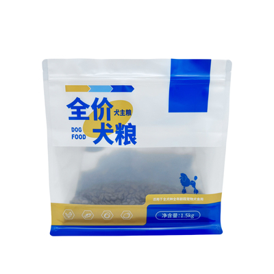 1.5kg Custom One Side Matte Clear One Side Aluminium Foil Lined Pet Dog Food Trial Bags with Flat Bottom Reclosed Zipper (Κατά παραγγελία)