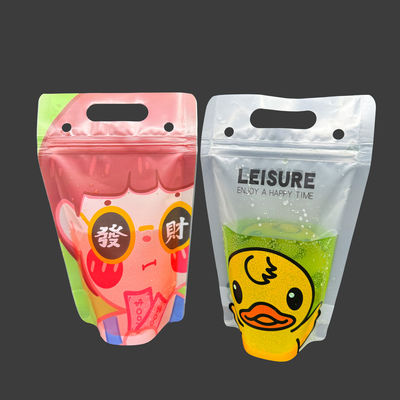 9.1x 5.2 ίντσες 17 ουγκιές 8mil Διαφανές παγωμένο Stand Up ποτό σακούλες ποτό τσάντα με βαρύ φορτίο χειροκίνητο φερμουάρ