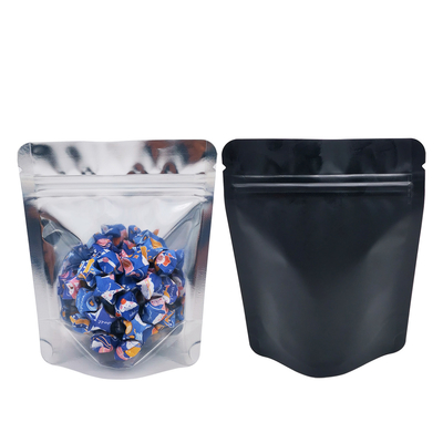 Μπροστά Διαφανές Ματ Μαύρο Πίσω 13Mil 3,5g Mylar Ziplock Σήκω σακούλες για Weed Flower Candy Snacks