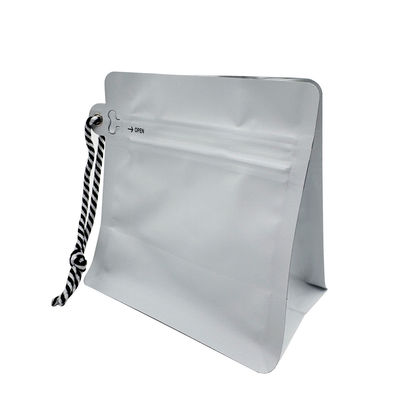 250g 0.5lb 8oz Ματ λευκό φύλλο επίπεδο κάτω τσάντα καφέ με βαλβίδα πλευρική φερμουάρ και χορδή