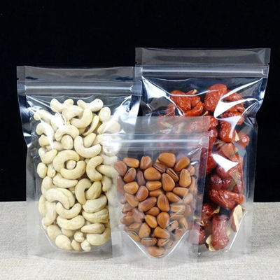 Διαφανής διαφανής Stand Up τσάντα με φερμουάρ επίπεδο κάτω πλευρική τσάντα Gusset